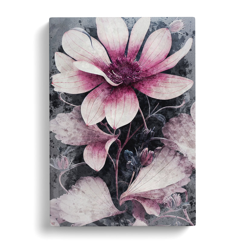 Water Panting Flowers No.1 - Wrapped Canvas, 60cm H x 40cm W x 3cm D