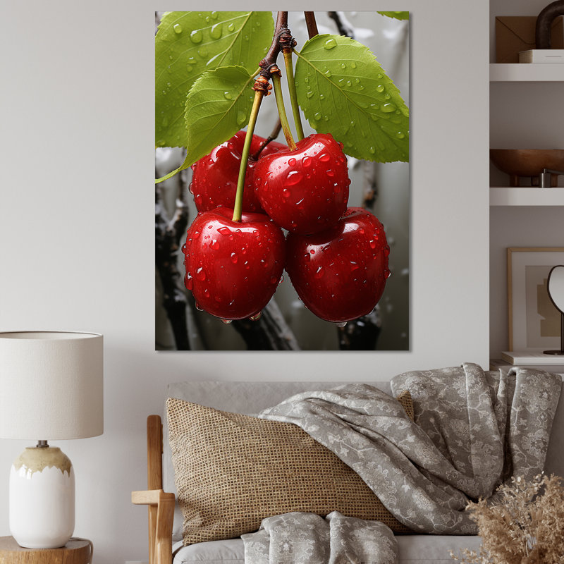 Red Cherry Tree Explosion 3 - art mural cerise, Toile tendue, H 20 po x l 12 po x P 1 po