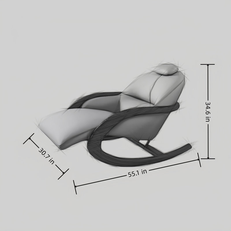 Chaise berçante moderne en bois massif rembourré, Kaki