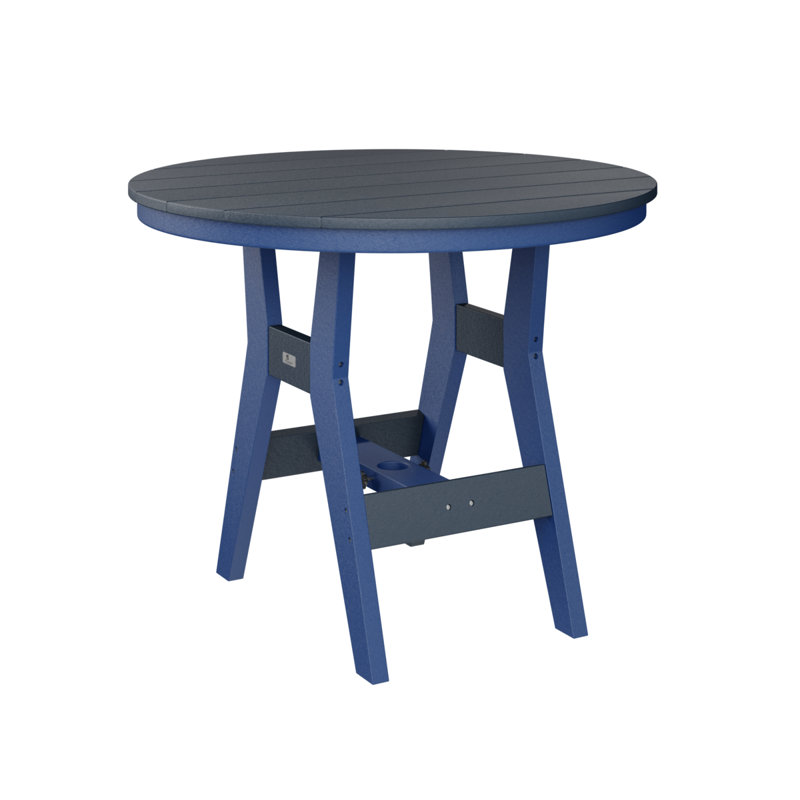 Harbor Outdoor Round Bar Table, Navy Blue, Pacific Blue