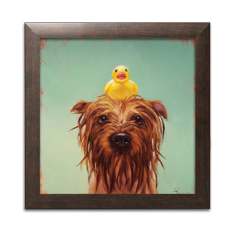 Bath Time, Brown Framed Paper, 12" H x 12" W x 0.75" D