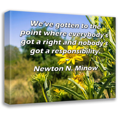 ArtsyQuotes Gallery Wrapped Canvas By Newton N. Minow: "We’ve gotten to the point where everybody’s got a right and nobody’s got a responsibility."
