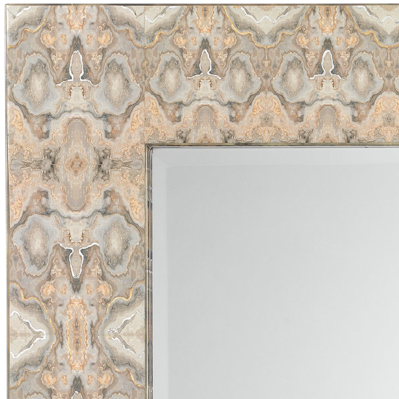 Rorschach Flat Engineered Wood Beveled Wall Mirror, Cream/Gray