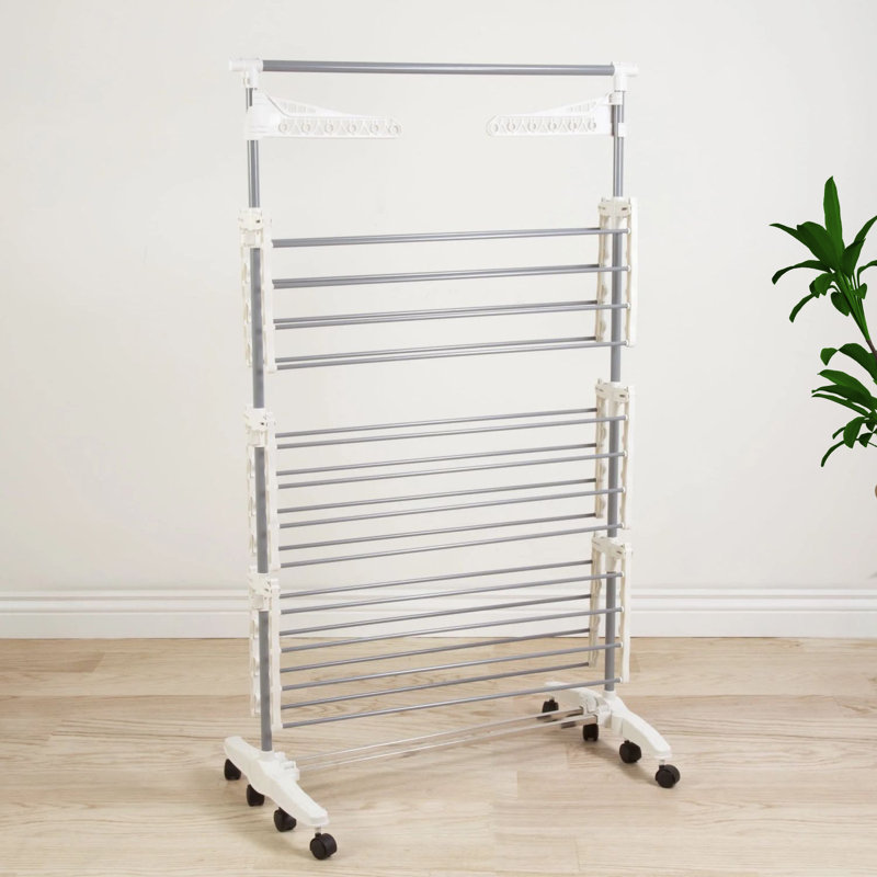 Heavy Duty 3-Tier Stainless Steel Rolling Laundry Rack