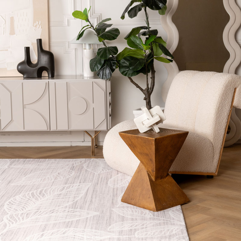 Rug Branch Arbor 5' x 8' (5'3" x 7'7") Cream/Beige Botanical Leaf Indoor Area Rug, Comtemporary, Medium Pile, Stain-Resistant Carpet - Living Room, Bedroom, Dining Room, and Kitchen