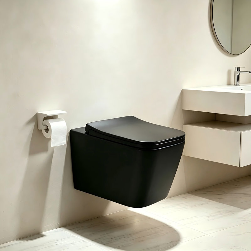 Toilette suspendue Yingze, Noir mat