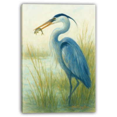 «Majestic Blue Heron in Wetlands», art mural sur toile