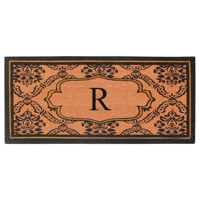 Tapis de porte en fibre de coco naturel monogrammé Senn, R