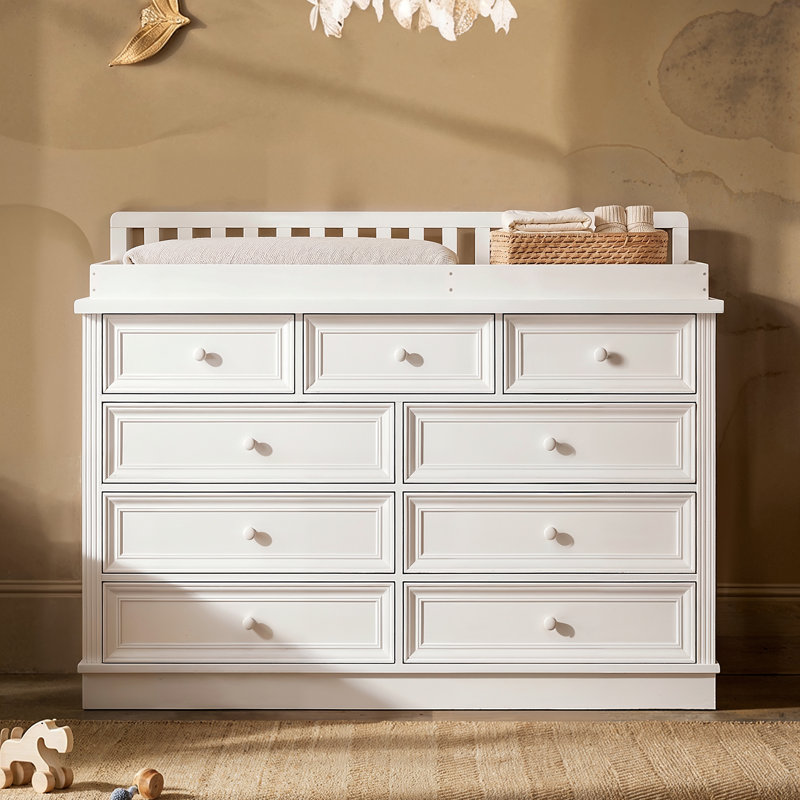 Commode à langer 100% bois massif à 9 tiroirs 55,1 po Bradly