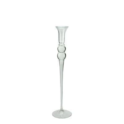 16.25" Clear Transparent Glass Taper Candle Holder