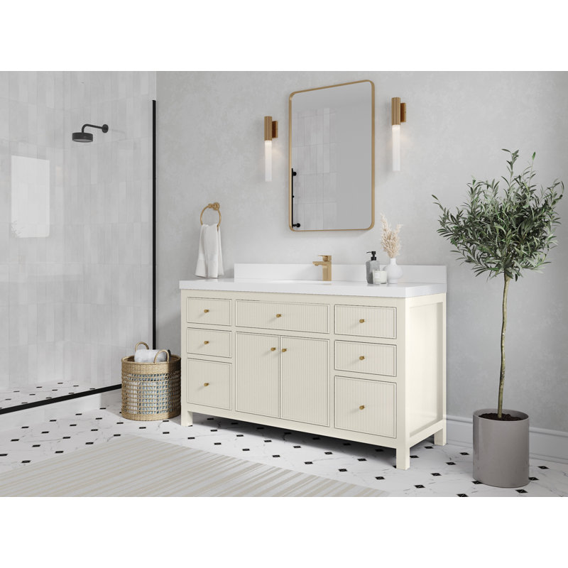 Sonoma 60" Alabaster Bathroom Vanity with Pearl Gray Top