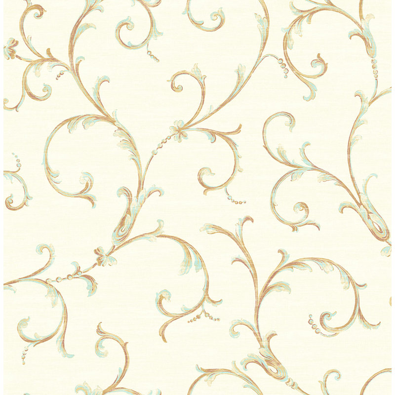 Papier peint Seabrook Designs & Honey Shawna Scrolls, Brun clair