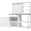 Banc de rempotage avec huche, poste de travail de jardin, 4 tablettes et rangement réglable, panneau perforé avec crochets, armoire d'appoint-1577555425