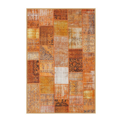 Tapis orange/brun/jaune contemporain