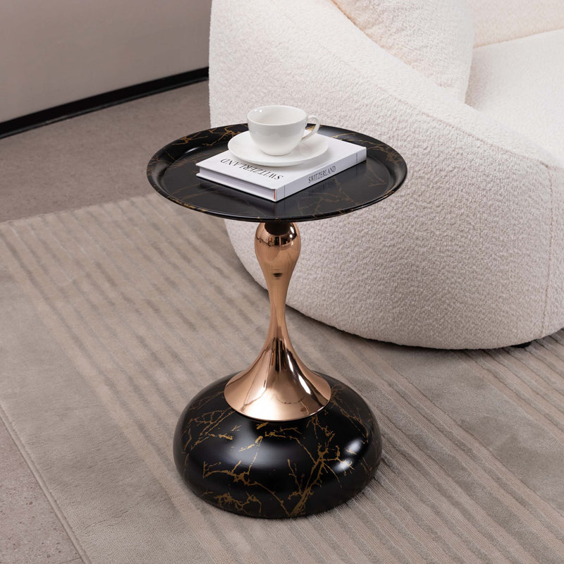 Table d'appoint moderne moderne avec base en piédestal et table basse minimaliste pour le salon, Noir