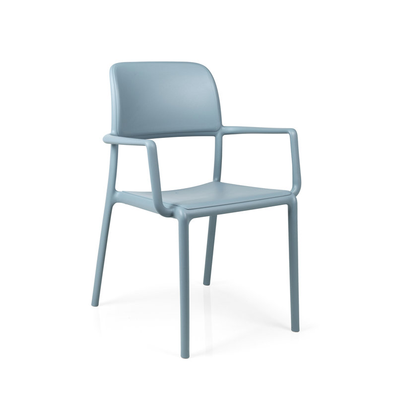 Achan Stacking Patio Dining Armchair with Cushion, Celeste