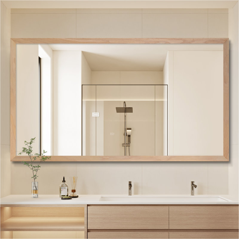 Miroir rectangulaire en bois, Horizontale / verticale, 36 po x 30 po, Bois naturel