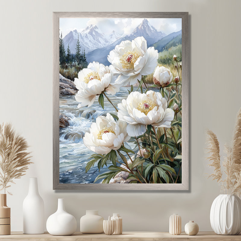 Gradyn - salon d'art mural floral, H 32 po x l 24 po, Reproduction encadrée d'une seule photo, Argent argent