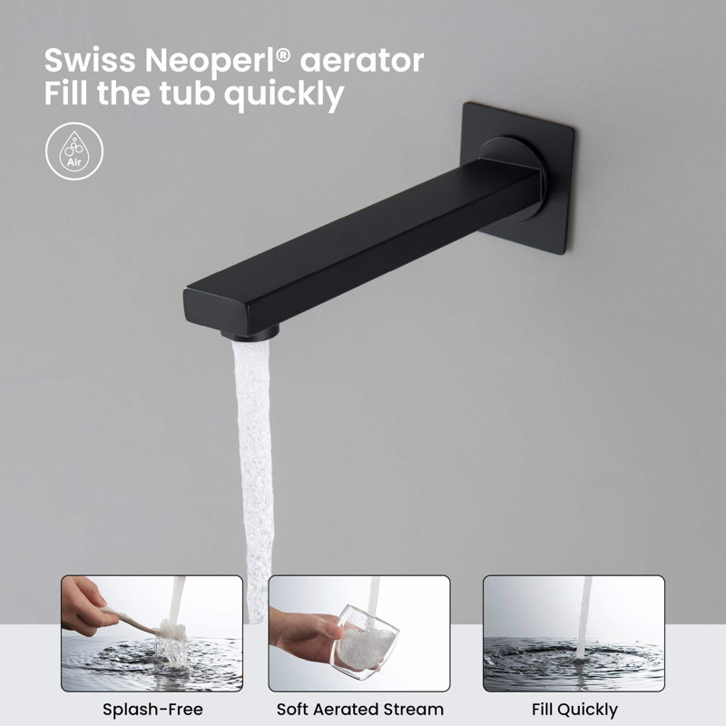 Cube Pressure Balanced 3-Function Shower System with Rough-In Valve, Matte Black