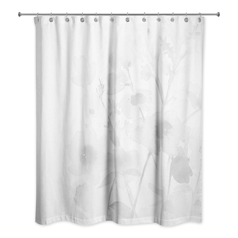 Gutowski Floral Shower Curtain, Light Gray
