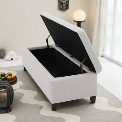 Banc de rangement avec repose-pieds rembourré - Banc d'entrée 51 po avec rangement rabattable - Banc de bout de lit, repose-pieds pour chambre à coucher - Pieds en bois d'hévéa, capacité de 300 lb - Assemblage facile à 4 pieds