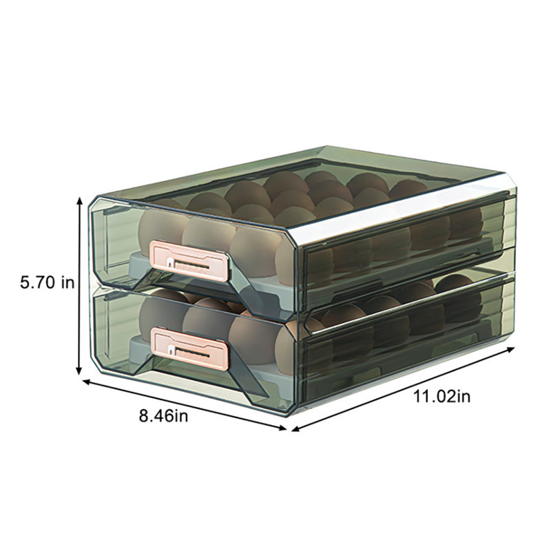 Double Layer Fridge Egg Trays 40 Grids Drawer Style Egg Organizer Stackable Eggs Organizer For Organizers And Storage