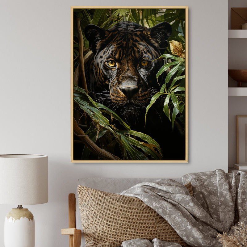 «Black Green Panther», impression réaliste sur toile Vista, H 44 po x l 34 po x P 1,5 po, Cadre naturel flottant