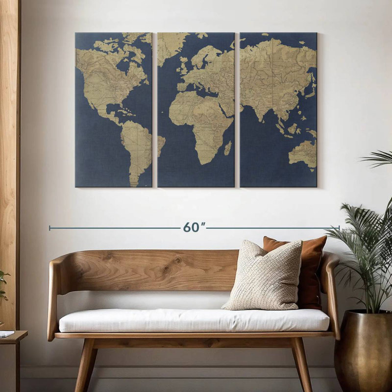Aliaz Linen Map I, 32" H x 50" W