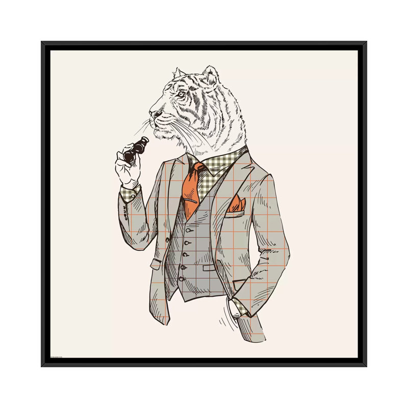 « tiger-man », impression sur toile, Toile encadrée noire, H 5 po x l 18 po x P 18 po, Pas de tapis