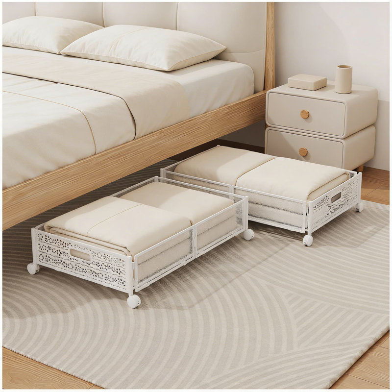 Rangement pliable sous le lit avec roulettes, contenant de rangement sous le lit en métal sans outil, conception robuste résistante à la rouille pour l'organisation de la chambre à coucher, capacité de 60 L