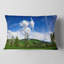 Coussin décoratif à imprimé paysage vert et bleu printemps