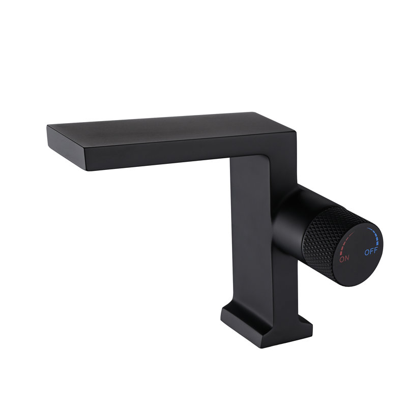 Robinet de salle de bain moderne à poignée simple 5,63 "1 trou, Noir mat