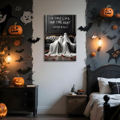Drôles de fantômes, affiches dans cette vie et le prochain, art mural gothique, décor romantique, mariage foncé, impressions sur toile, Moody EMO, esthétique pour chambre à coucher, salon, maison, anniversaire, 16 x 24 pouces, sans cadre