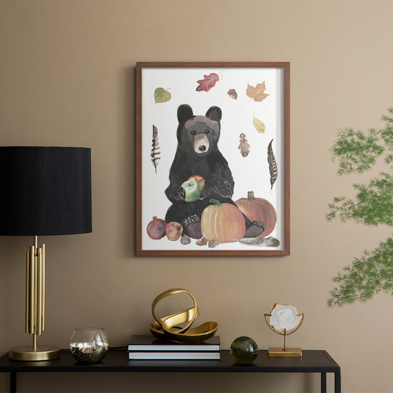 «CuteAutumnForestI», reproduction encadrée - bois massif, H 21 po x l 17 po, Noyer