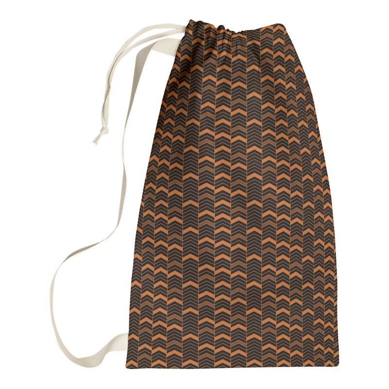 Fabric Laundry Bag with Handles, Small (29" H x 18" W x 1" D), Brown/Orange/Black