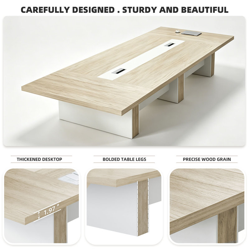 137.9 " MDF Rectangle Conference Table, Beige