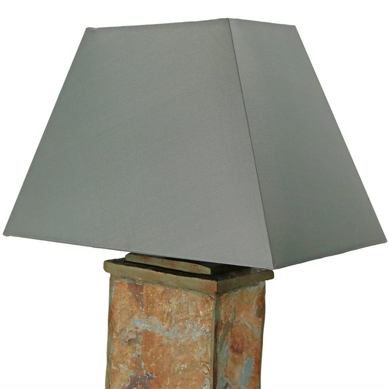 Hetrick 24" Natural Slate Outdoor Table Lamp with Grey Shade