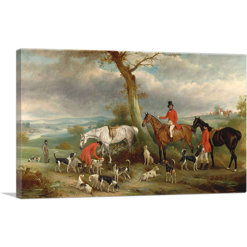 «Thomas Wilkinson with the Hurworth Foxhound 1846» par John Ferneley, reproduction d'art sur toile tendue