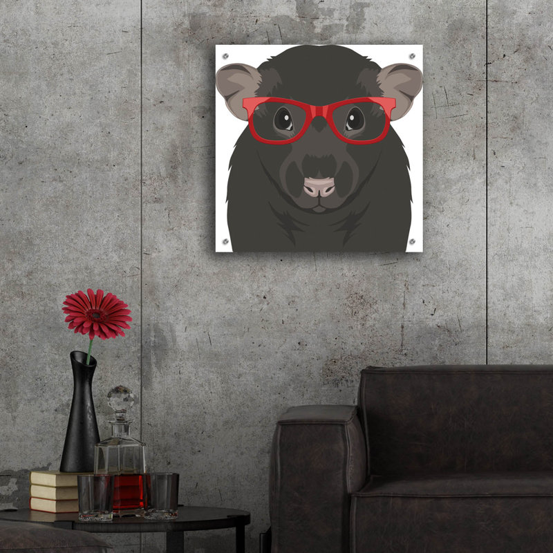 Art mural en verre acrylique Rat, H 12 po x l 12 po x P 0,13 po