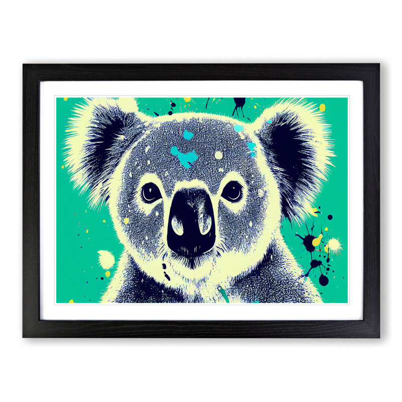 Koala Bear Splash Abstract - Single Picture Frame Print, Black Framed, 34cm H x 46cm W x 2cm D