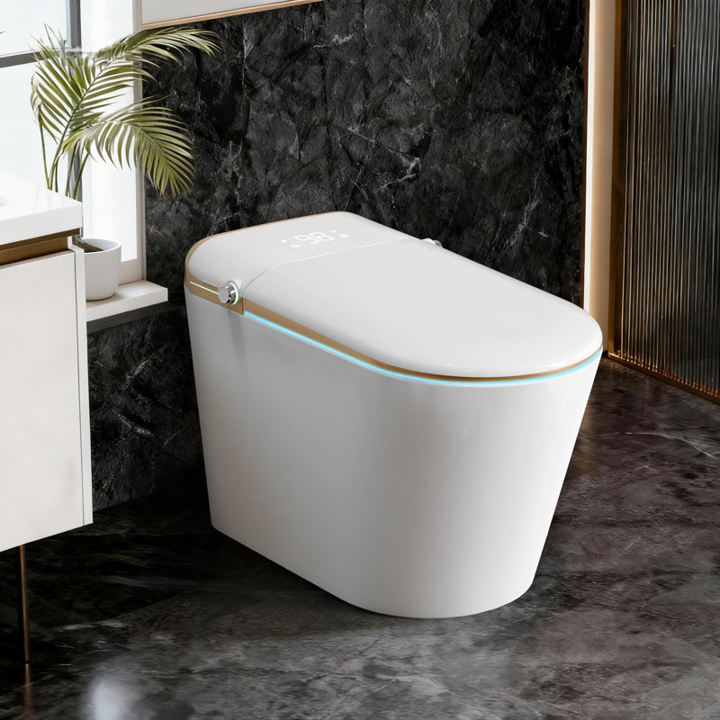 SANOXIS Smart Toilet With Bidet Combo, Automatic Open/close Lid, 1.28 GPF Tankless Auto Flush, Heated Seat, Warm Wash & Dryer, Soft- Close, Blackout Flush, Deodorizer And Remote Control