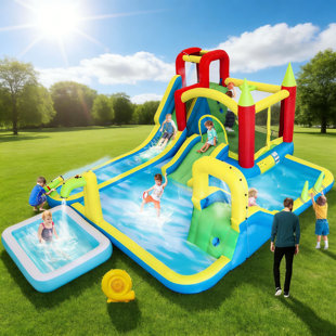 Méga gonflable parc aquatique 20,1 pi x 13,3 pi - Glissoire d'eau pour piscine sèche et humide Trampoline