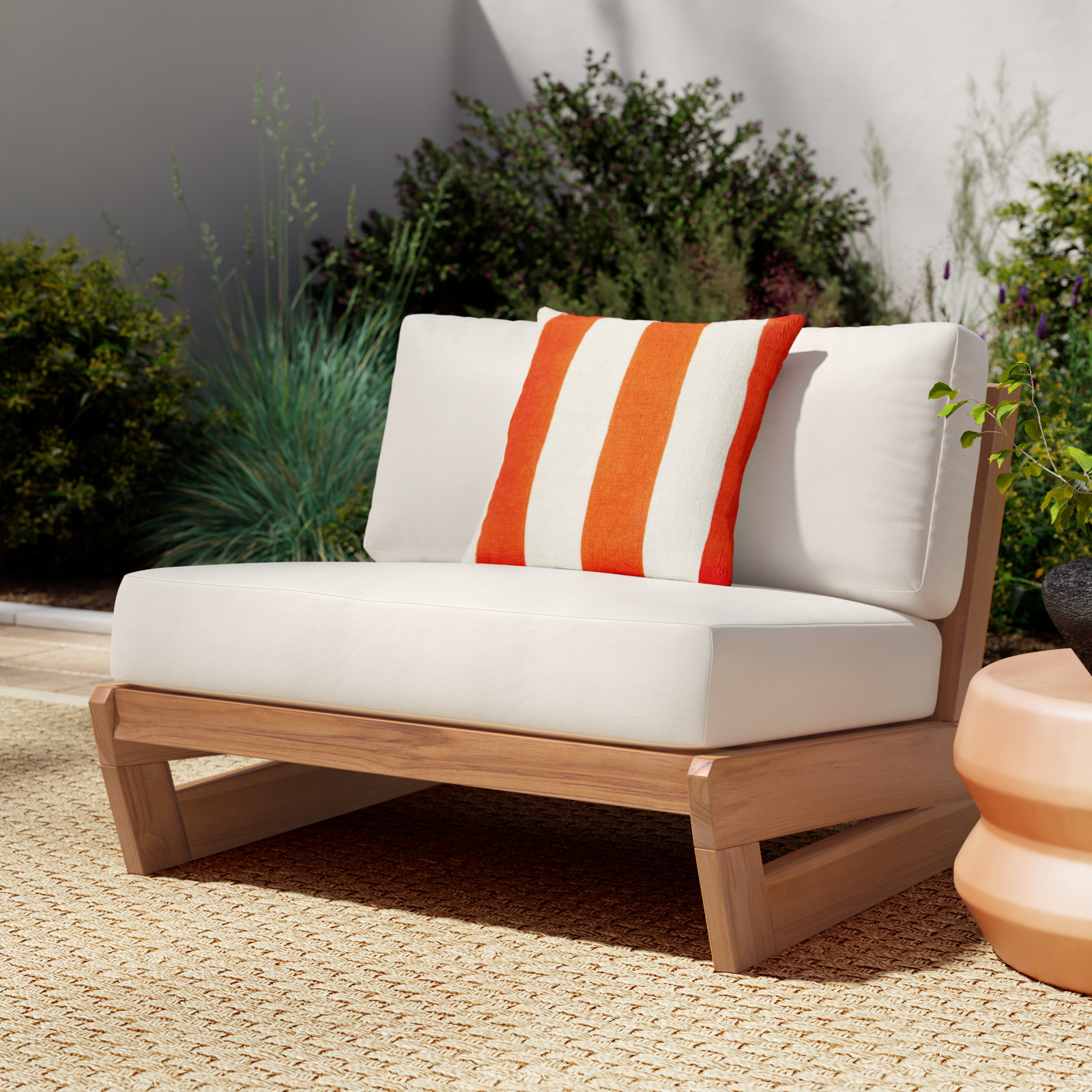 Despina Teak Patio Chair with Cushions, Beige