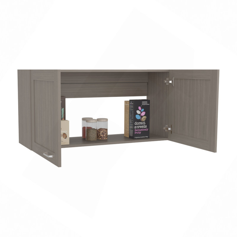 Wall Cabinet, Double Door, Wide, One Shelf, Kitchen, Storage Cabinet, Grey
