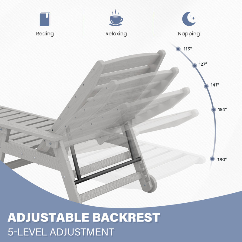 Chaise longue avec accoudoirs et roulettes Swann, Space Grey