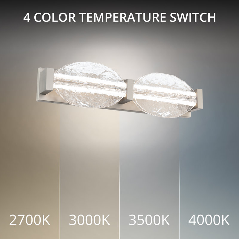 Deco 24" Dimmable LED Bath Vanity & Wall Light With Pressed Glass Shade And Built In Color Temperature Switch (2700K/3000K/3500K/4000K)