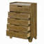 Commode de rangement transitionnelle pour chambre à coucher à finition brune avec 5 tiroirs en bois d'hévéa massif 1pc