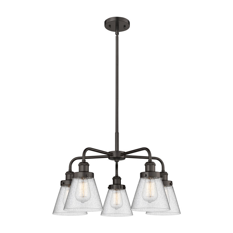 Cone 5 Light Stem Hung Chandelier, Seedy, Oil Rubbed Bronze