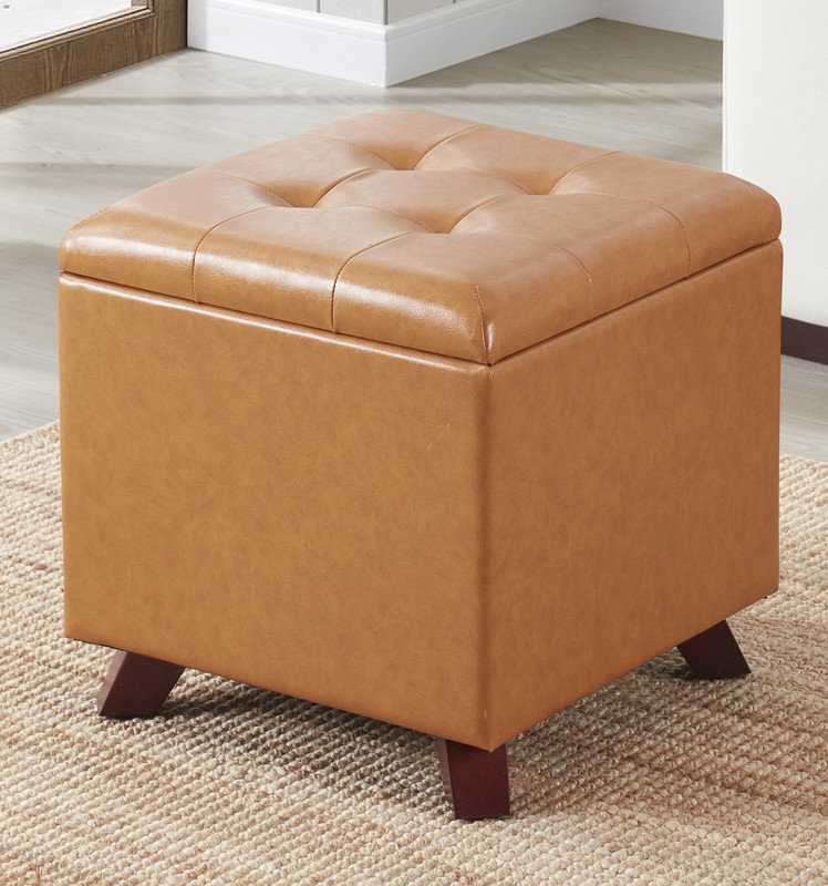 Repose-pieds avec rangement Avelar, Similicuir cognac