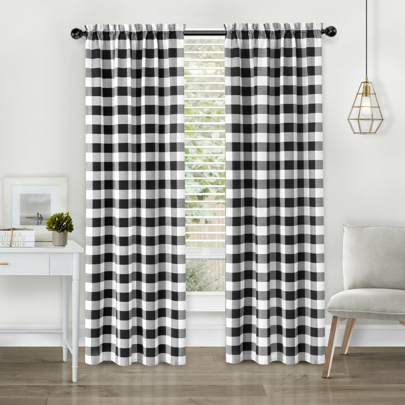 Candias Semi Sheer Liner Pair, Black, 42" W x 63" L